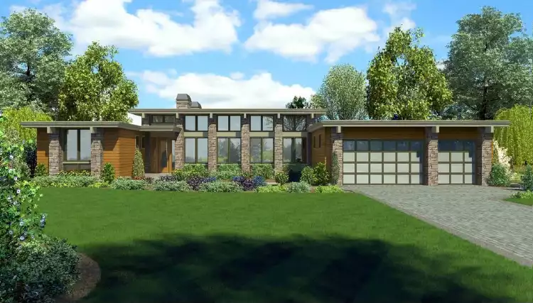 image of mid century modern house plan 7215