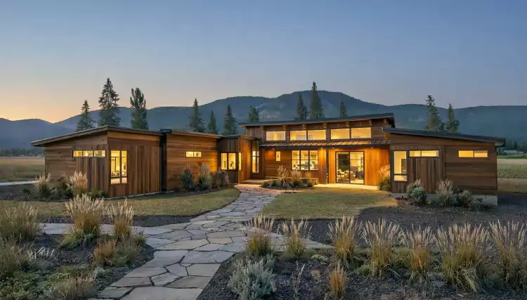 image of mid century modern house plan 6430